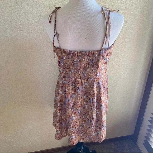 Aritzia Wilfred Free Fable Mini Dress Terracotta Tie Straps Tiered Smocked: 14 - Picture 6 of 14